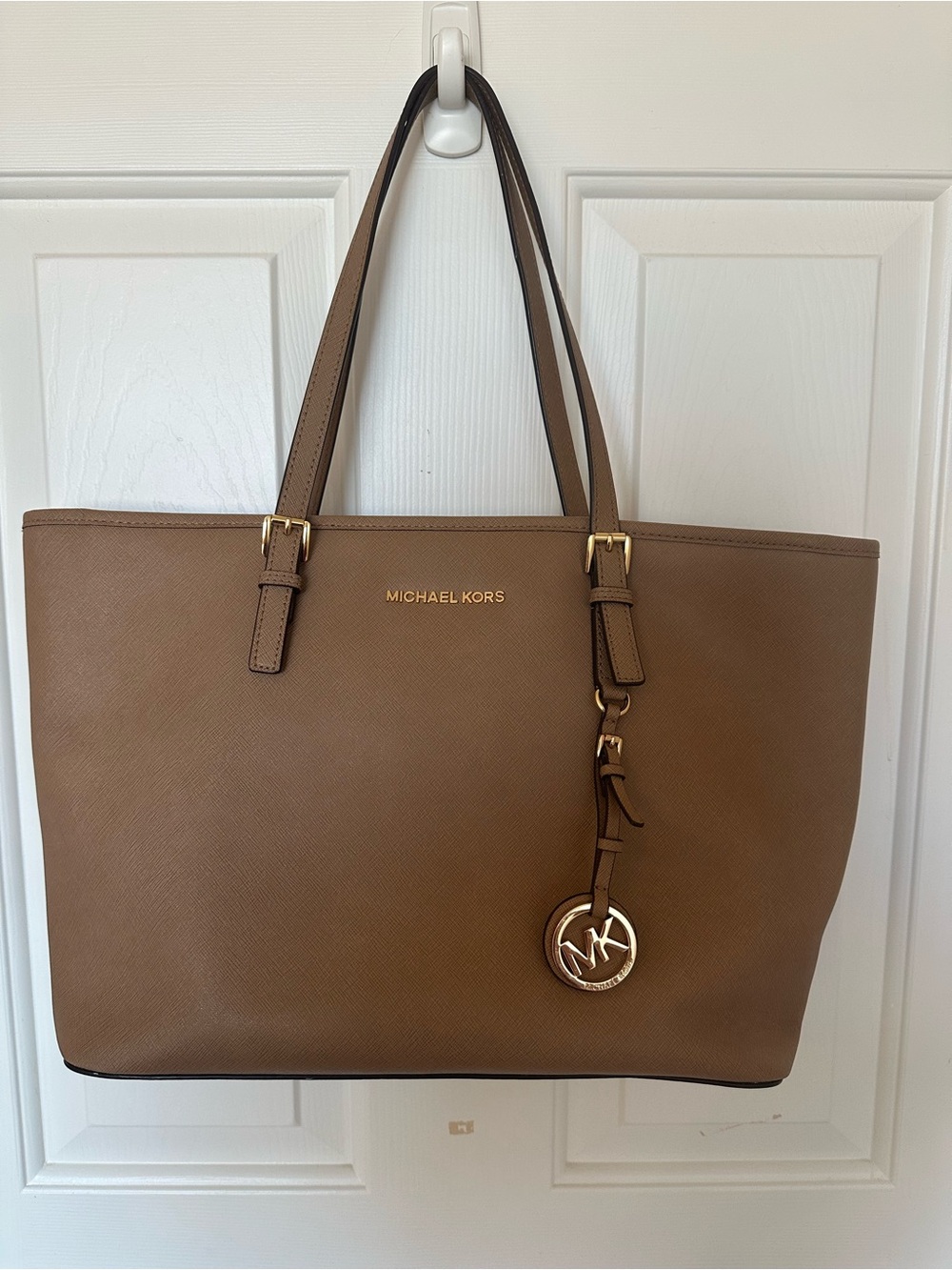 Michael Kors Signature Tote in Beige with Gold Accents